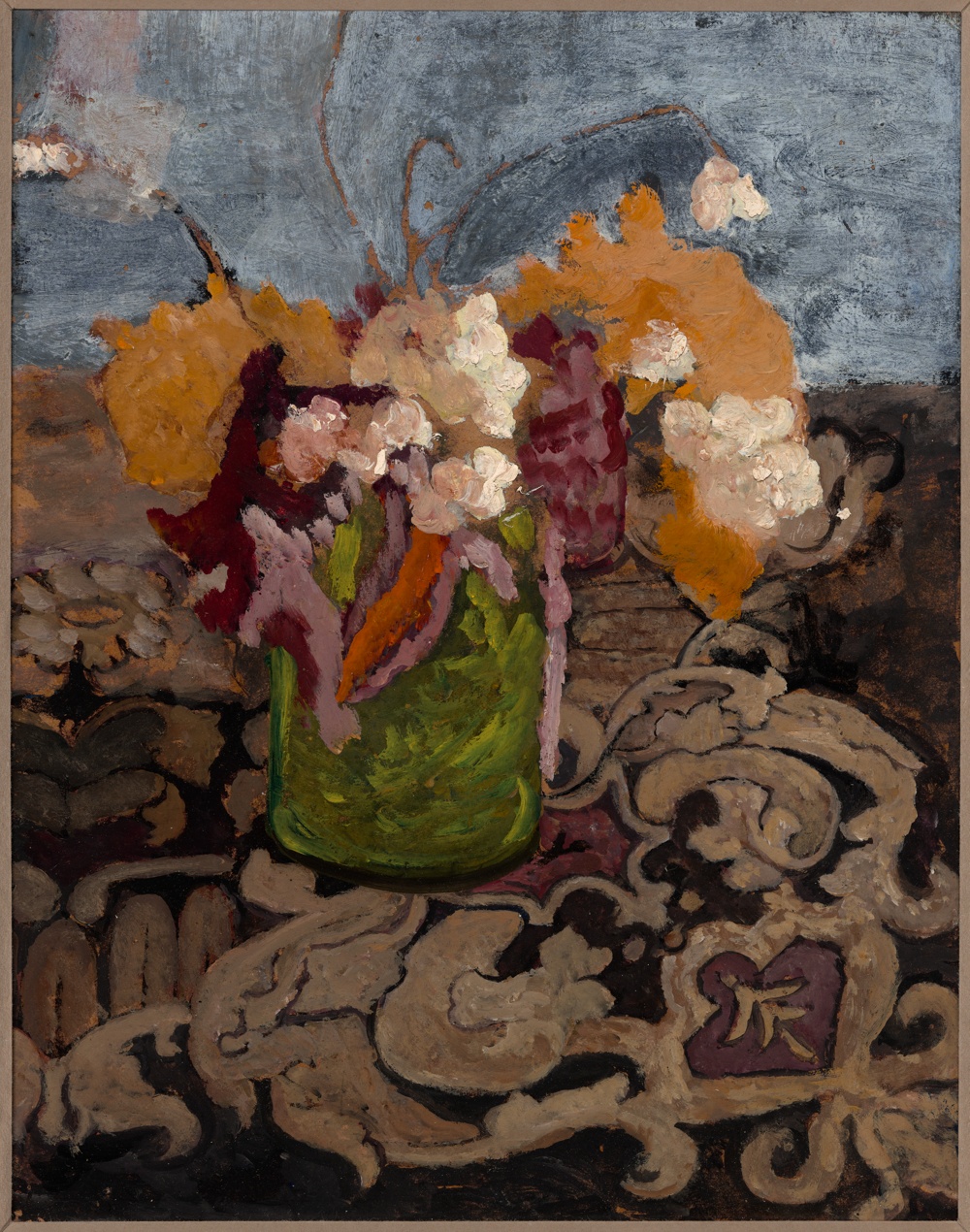 Stillleben mit grüner Blumenvase